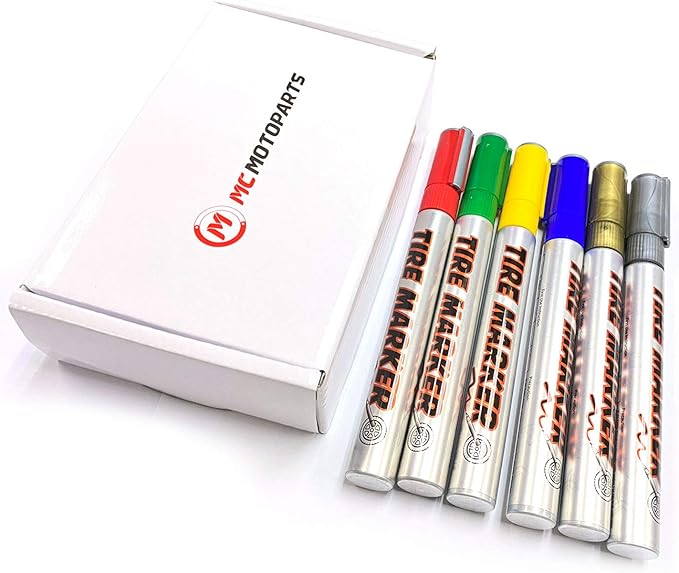 MC MOTOPARTS Permanent White Red Blue Green Yellow Tire Pen Marker Lettering Paint Tool Automotive Motorcycle Care Kit