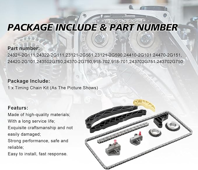24322-2G111 24321-2G111 Timing Chain Kit Oil Pump Gear Fits for Sonata Optima Sorento Sportage G4KJ G4KC 2.0L 2.4l Engine Timing Chain Aftermarket Parts
