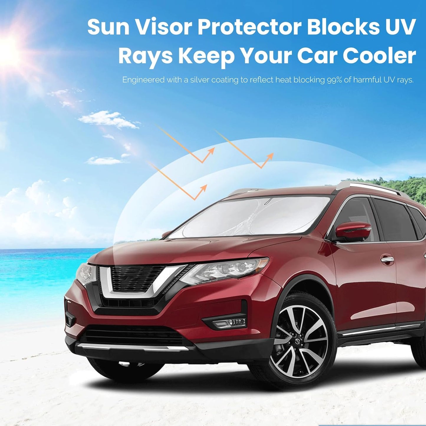 Custom Fit Rogue 3rd Windshield Sunshade for Nissan Rogue 3rd Gen 2021 2022 2023 2024 2025 (Not for Rogue Sport) Front Window Car Shades Shield Cover for Windshield Sun Visor Protector Blocks UV Rays