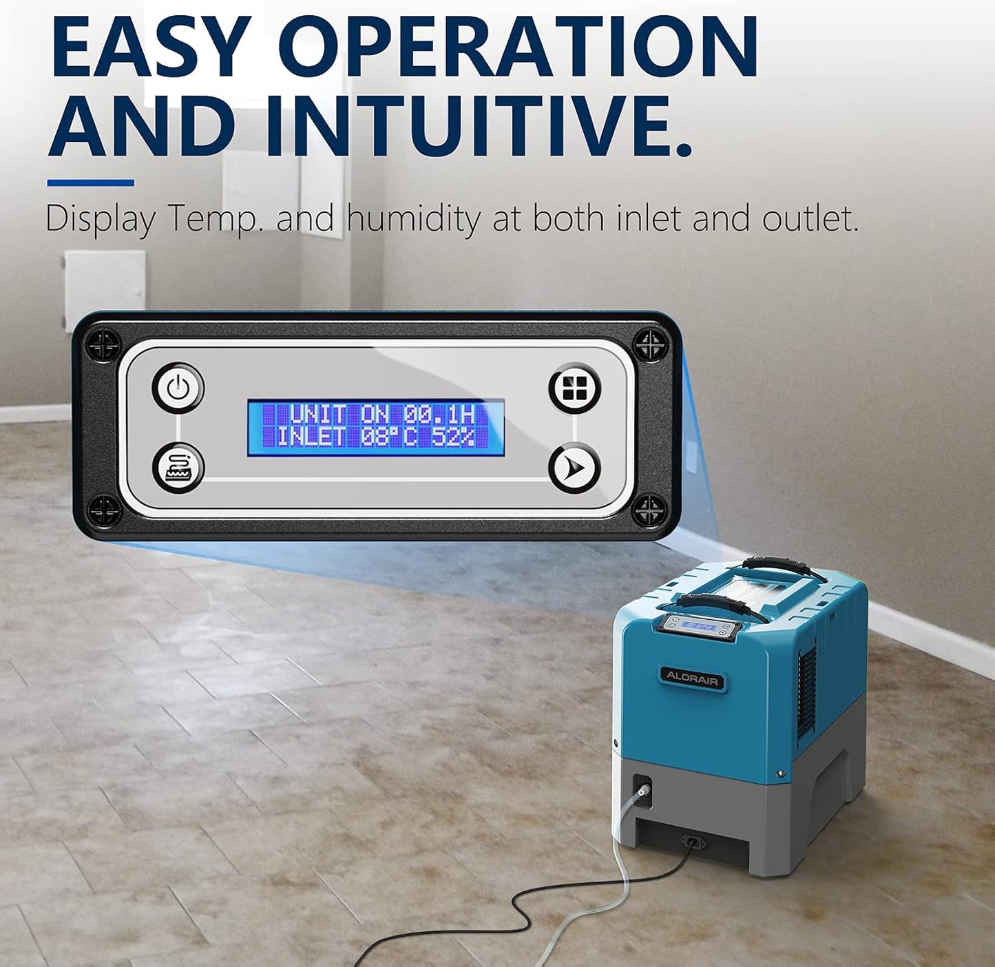 ALORAIR App Control Commercial Dehumidifier With Pump Industrial Dehumidifiers with Drain Hose, for Water Damage Restore, Flood Repair, Large Space, Job Sites (Blue)