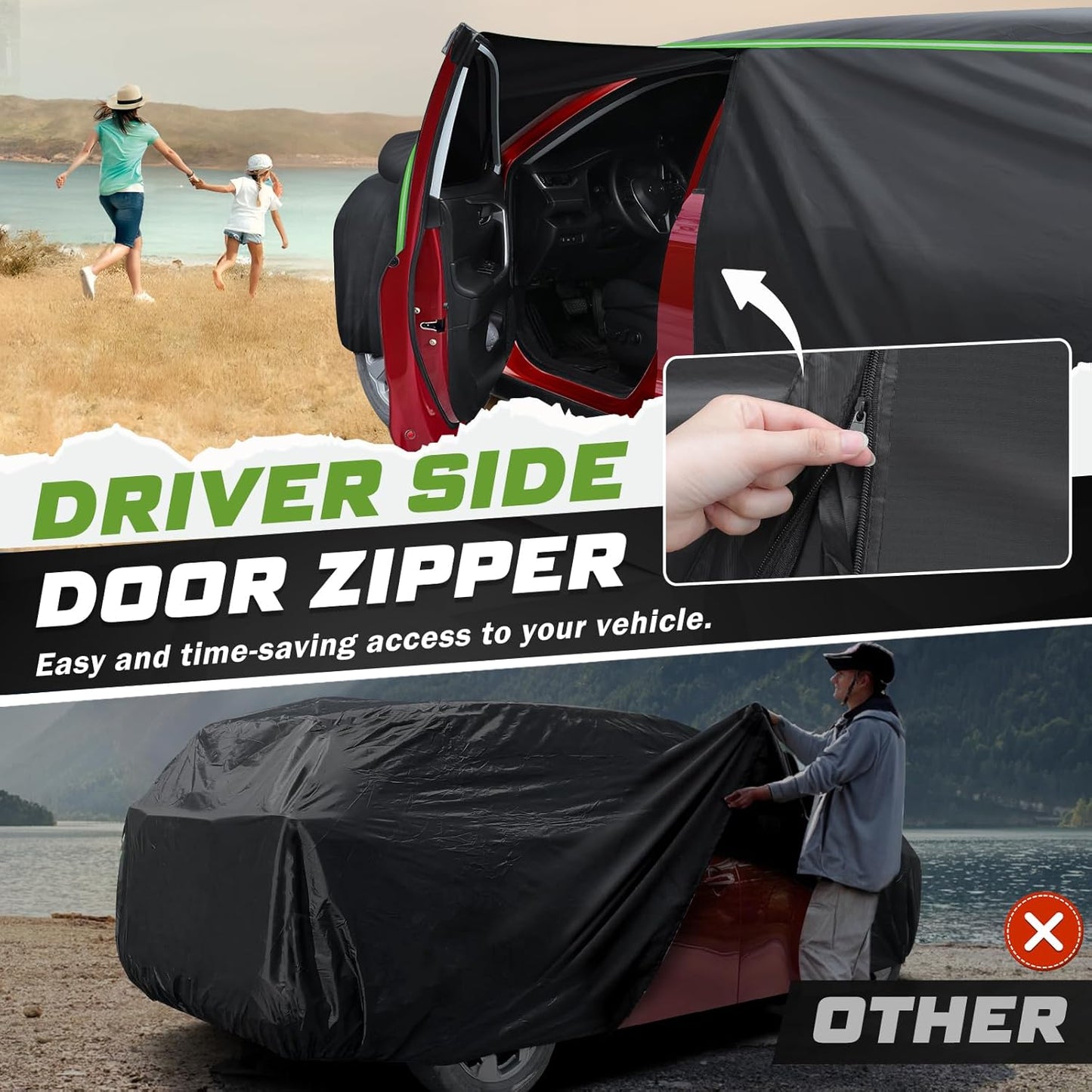 Mixsuper Liner Car Cover for Toyota 4Runner 2002-2026, 7 Layers Waterproof Car Cover Accessories for 4Runner with Zipper Door, Windproof Straps, Reflective Strips, Anti-UV, All Weather