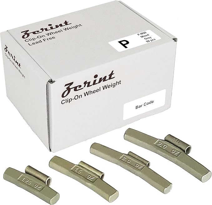 P-M50 Wheel Weight Kit P Style Grey 50pcs/kit: 1 1/4oz 20pcs, 1 1/2oz 20pcs, 2oz 5pcs, 2 1/2oz 5pcs