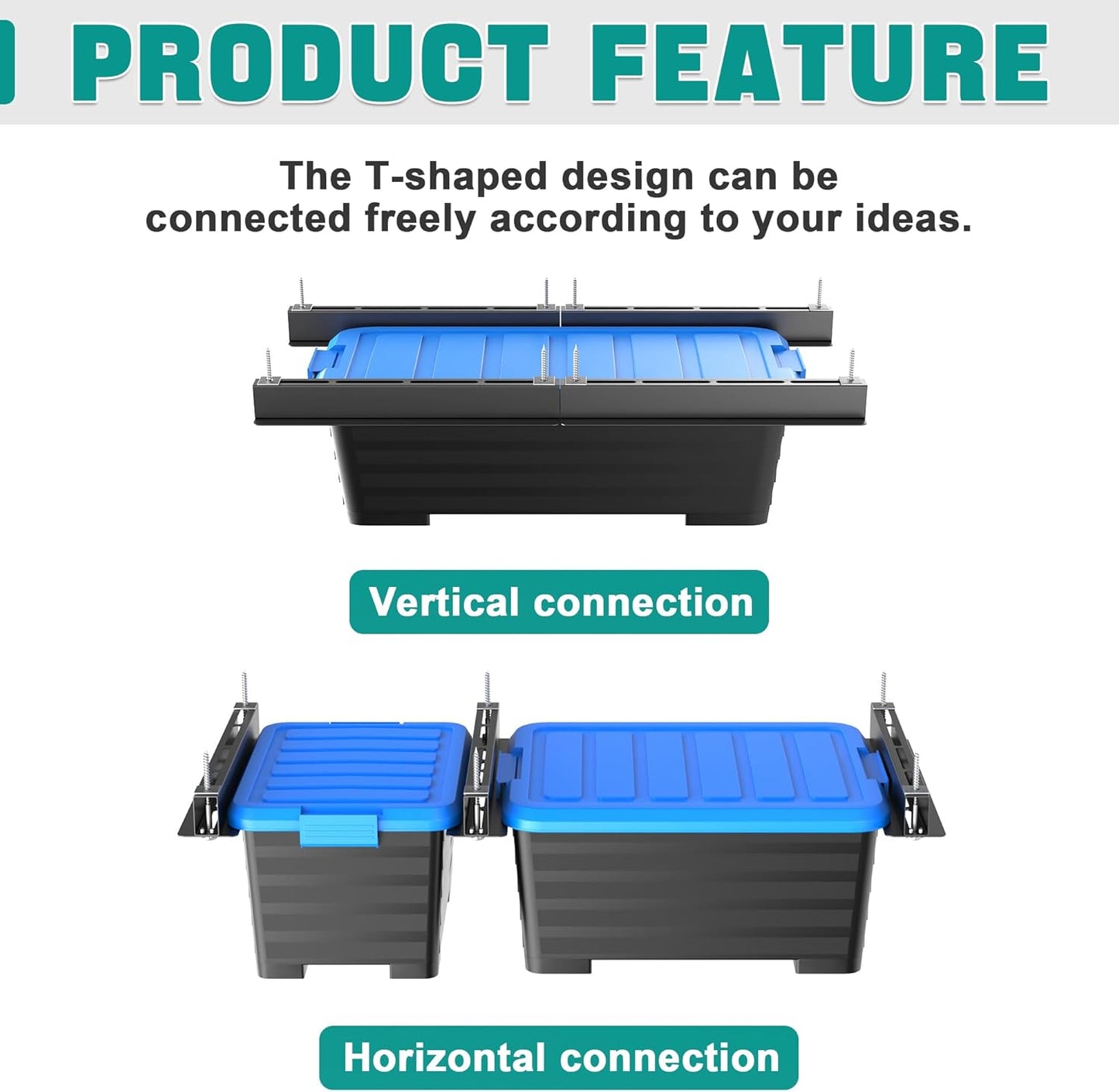 EVERHANGER Ceiling Storage Rack, Heavy Duty Overhead Storage Rack for Garage, Adjustable Ceiling Bin Storage System, 8 Sets for 7 Bins, 16 Inch