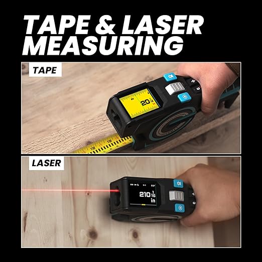3-in-1 Digital Tape Measure, 330Ft Laser Measurement Tool & Auto Lock Tape with Instant Digital Readout, Extended Laser Line & Incremental Measurement, Replaceable Tape | Swappable Battery | APP Sync