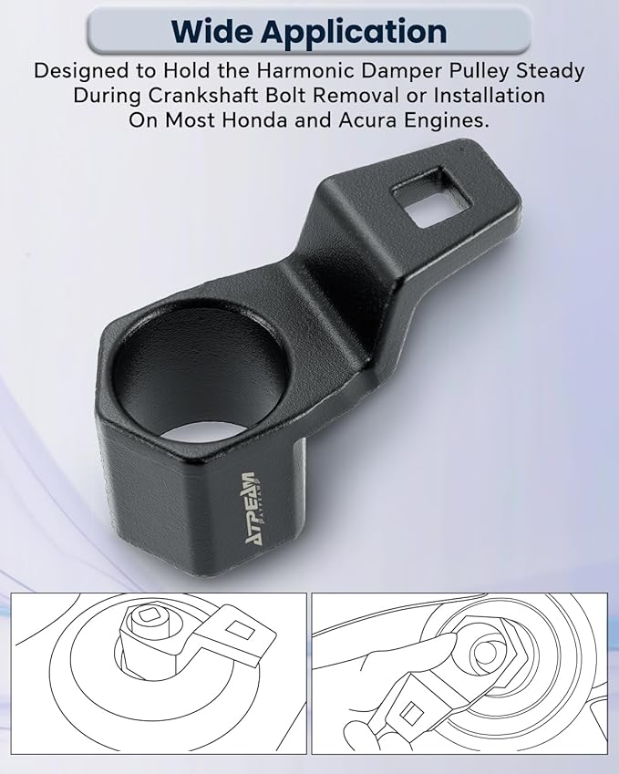 ATPEAM Crank Arm Removal Tool Crank Arm Tool for 1/2" Drive for Honda and Acura Engines (50mm Crankshaft Pulley Wrench)
