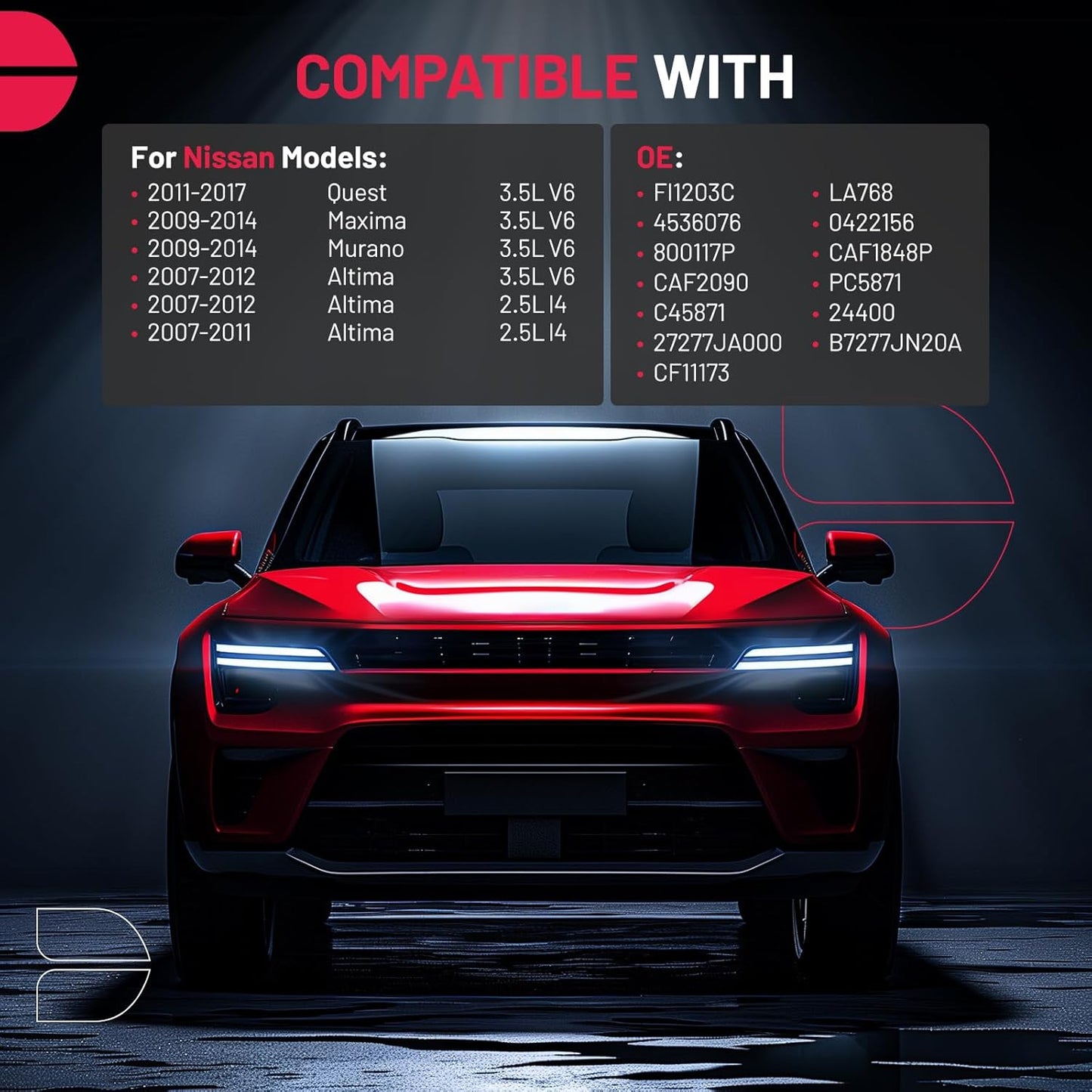 BDFHYK Cabin Air Filter with Activated Carbon Compatible with Nissan Quest, 2011-2017, Maxima/Murano 2009-2014, Altima 2007-2012, Replace# CF11173, 27277JA000