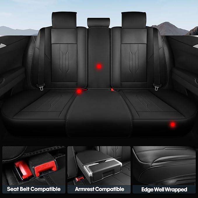 Car Seat Covers Custom Fit for Ford F150 2009-2026, Faux Leather Seat Cover Set for 2017-2026 F250 F350 F450, Accomodating Regular Cab Super Cab Super Crew Pickup Truck Cushions (Black, Front Seat)