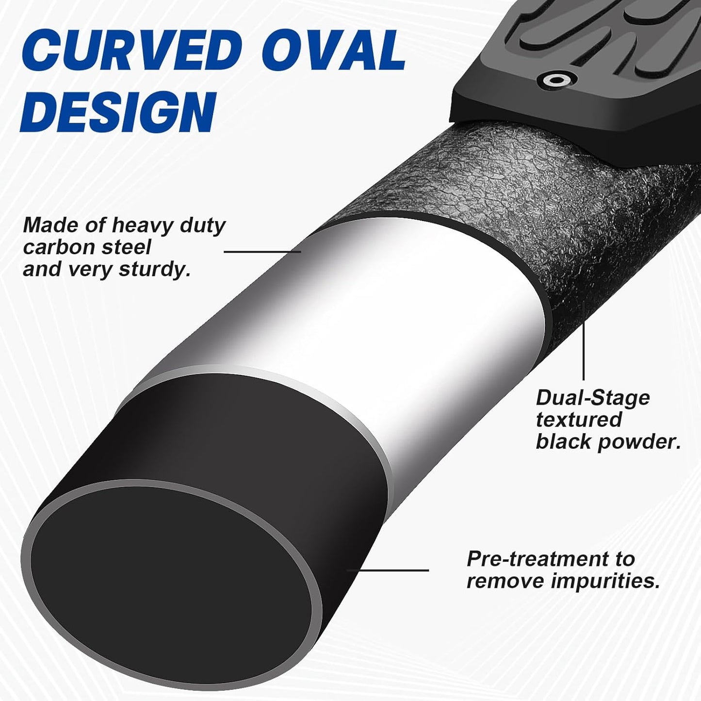 3.5 Inches Oval Tube Step Bar Running Boards Compatible with 2005-2023 Toyota Tacoma Double Cab/Crew Cab with 4 Full-Size Doors. Tacoma Step Bars and Carbon Steel Side Steps Step Bars.