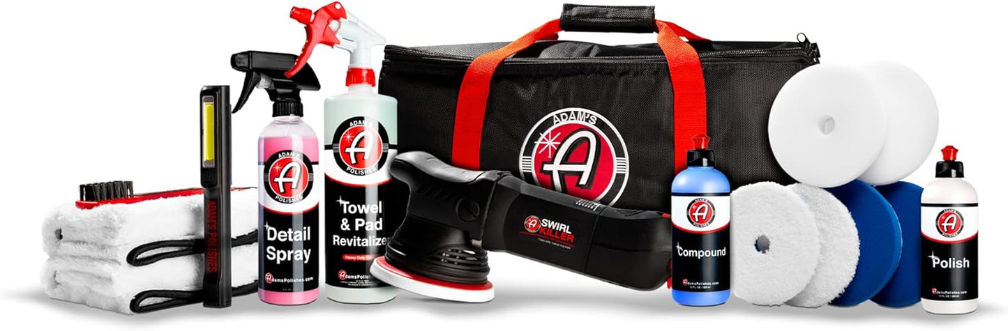 Adam's Polishes Swirl Killer 15mm Polisher Kit 16 Item Buffer Polisher Dual Action Machine Use W/Car Polish, Polishing Compound, or Car Scratch Remover | Detailing Car Wash Clay Bar Ceramic Coating