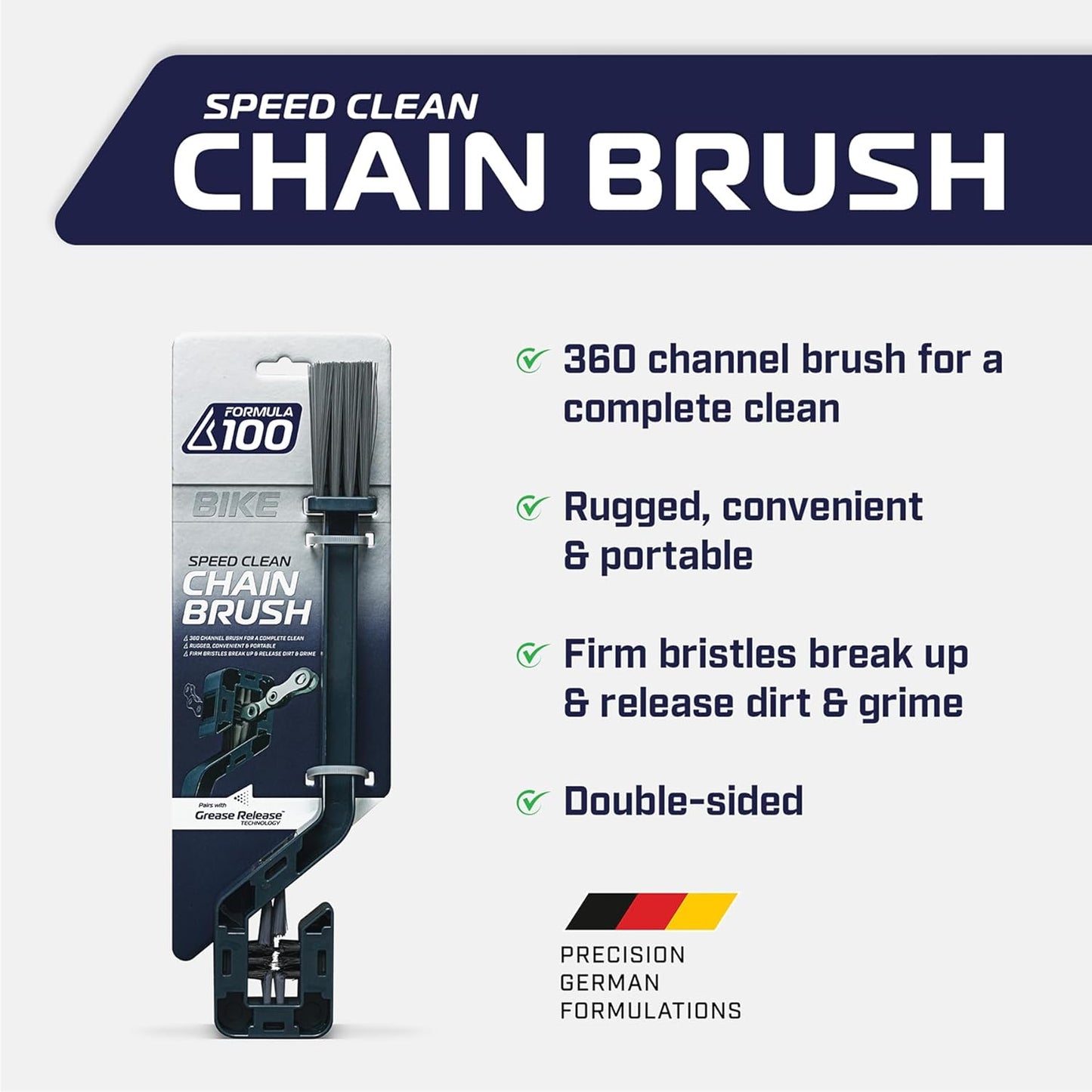 Speed Clean Chain + Drivetrain Brush – Deep Cleaning for Bicycles – Firm Bristles, Dual Brush, Comprehensive Clean