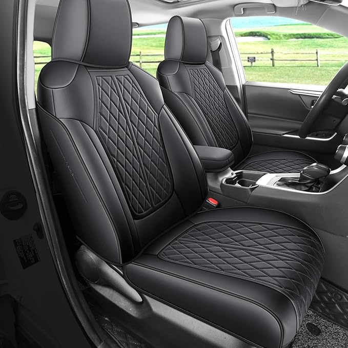 Rav4 Seat Covers Custom Fit for Toyota Rav4 Full Set Faux Leather Car Seat Covers Waterproof Full Coverage (Black, 2013-2018 LE/XLE/Premium/Limited)