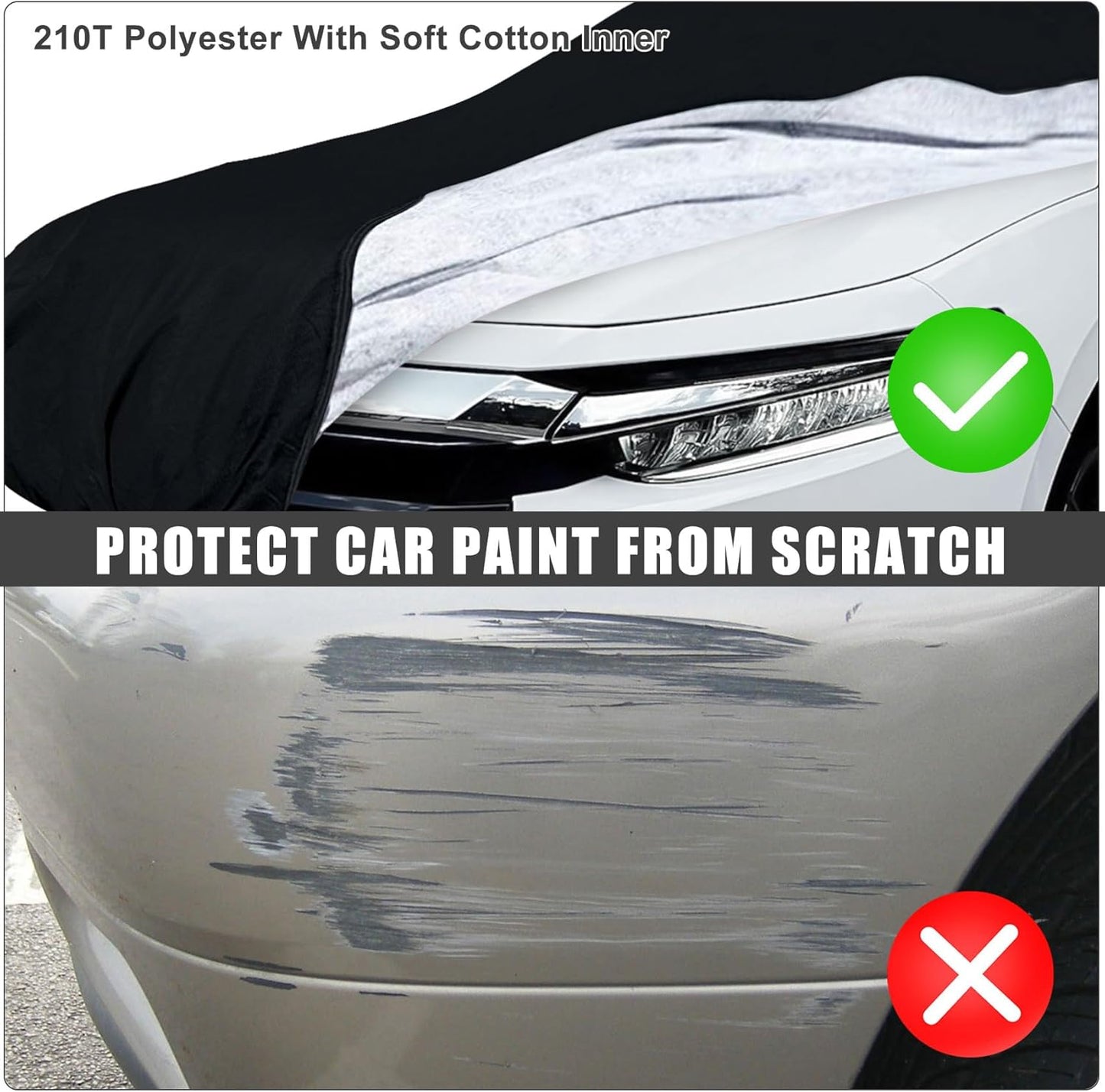 Waterproof Car Cover Compatible with Toyota Corolla Hatchback 2019-2025, Black 210T Inside Cotton Cover with Door Zippers for Snow Rain Dust Outdoor Protection