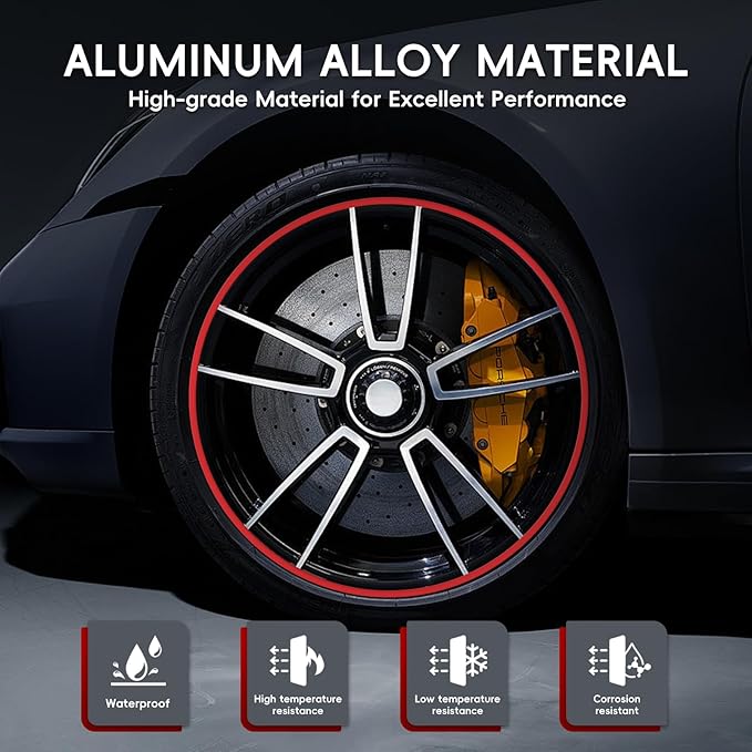 Rim Protector, 22" Wheel Protection Ring, Wheel Rim Protector with Aluminium Alloy Material, Strips for Curb Rash Prevention, Wheel Accessories for All Cars, Trucks, SUVs and Tesla All Models, 4PCS