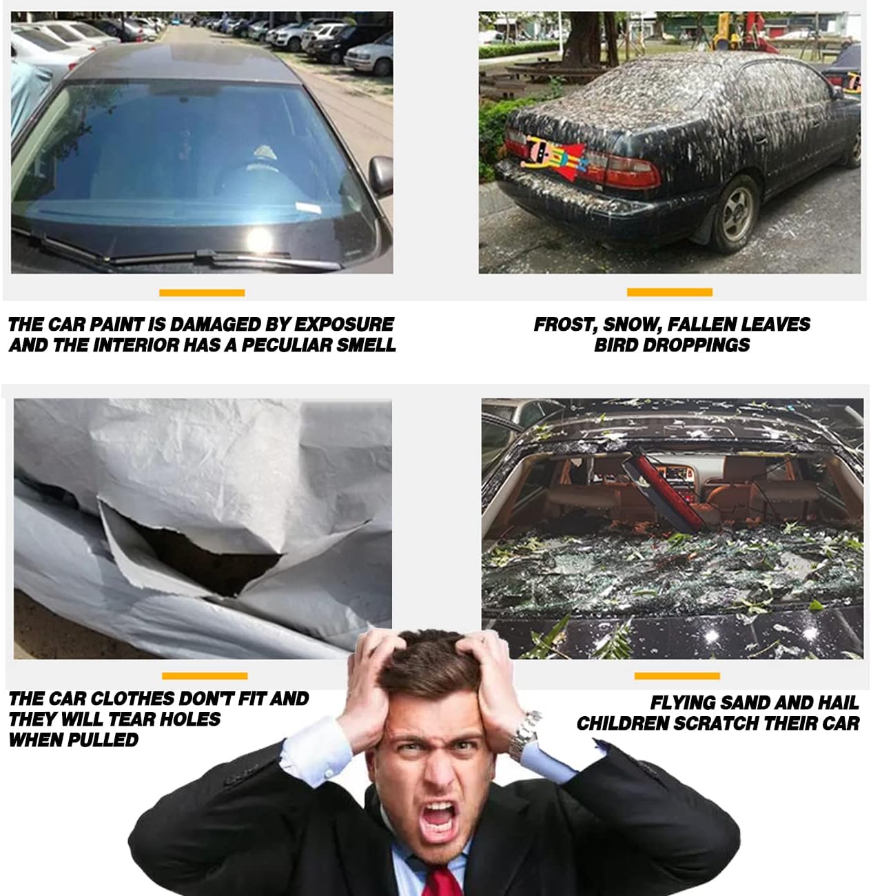 TUCAREST 6 Layers Full Car Cover for Sedan/Wagon/Coupe/Hatchback - Waterproof, Insulated, Anti-UV, Snow-Proof, Anti-Wind, All-Weather, Thickened Protection, up to 168-182 in