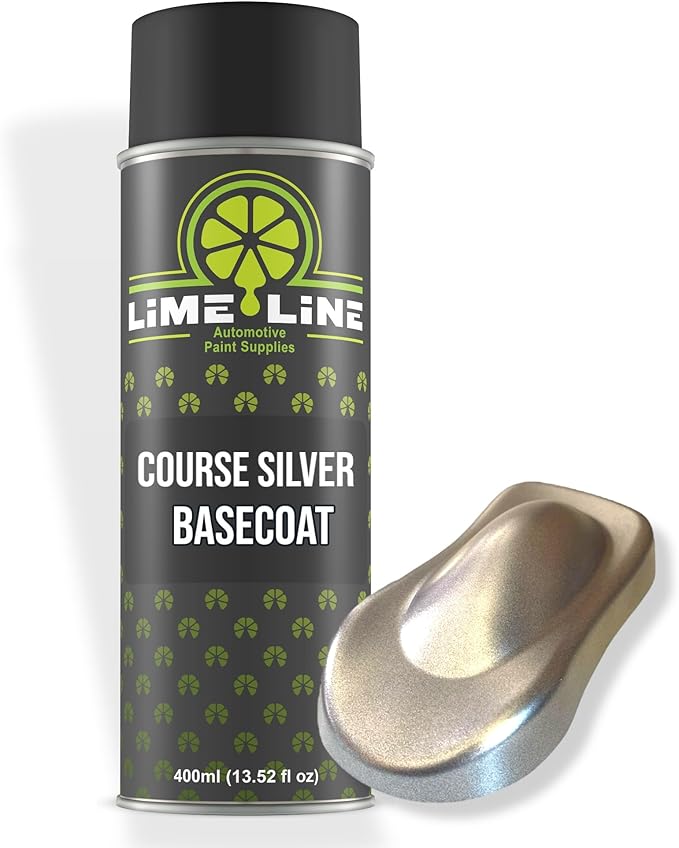 LiME LiNE Premium Automotive Basecoat Aerosol Spray Paint - Fast Drying- Custom Paint, Must Be Clearcoated! (Course Silver)