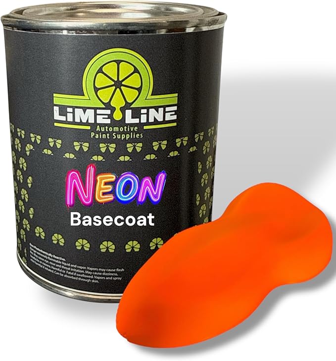 LiME LiNE Automotive Neon Basecoat Paint - Custom Paint for Cars, Trucks and Motorcycles Mix 1:1 with Urethane Reducer (Neon Orange, 1 Quart)