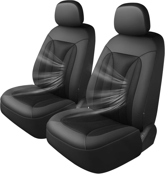 GIANT PANDA Fit GMC Sierra 1500 2500 3500 Front Car Seat Cover, 3D Air Mesh Breathable Seat Protector（Black） 2-Pack