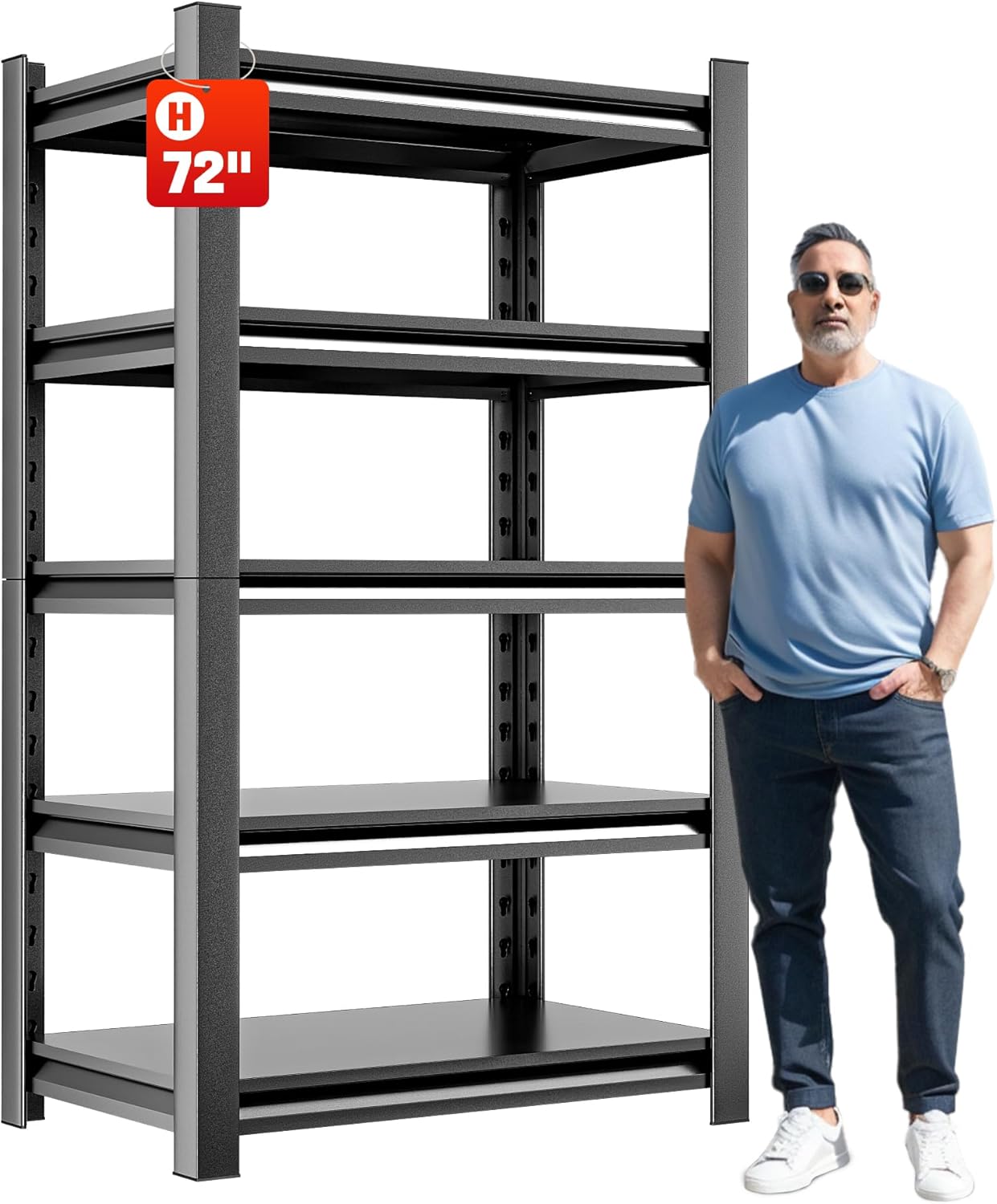 Heavy Duty Storage Shelves 5-Tier Adjustable Garage Shelving Unit, Strong Metal Storage Rack Shelving for Garage, Warehouse, Pantry Organization 16" D x36 W x72 H