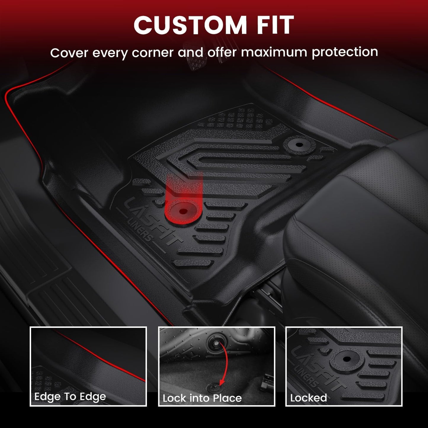 LASFIT Floor Mats & Cargo Liner 2015-2020 & Only 7/8 Seats (Not for 9 Seats) for Chevrolet Chevy Tahoe/GMC Yukon(Only Yukon, Not Fit Yukon XL)/Cadillac Escalade(Only Escalade, Not Fit Escalade ESV)