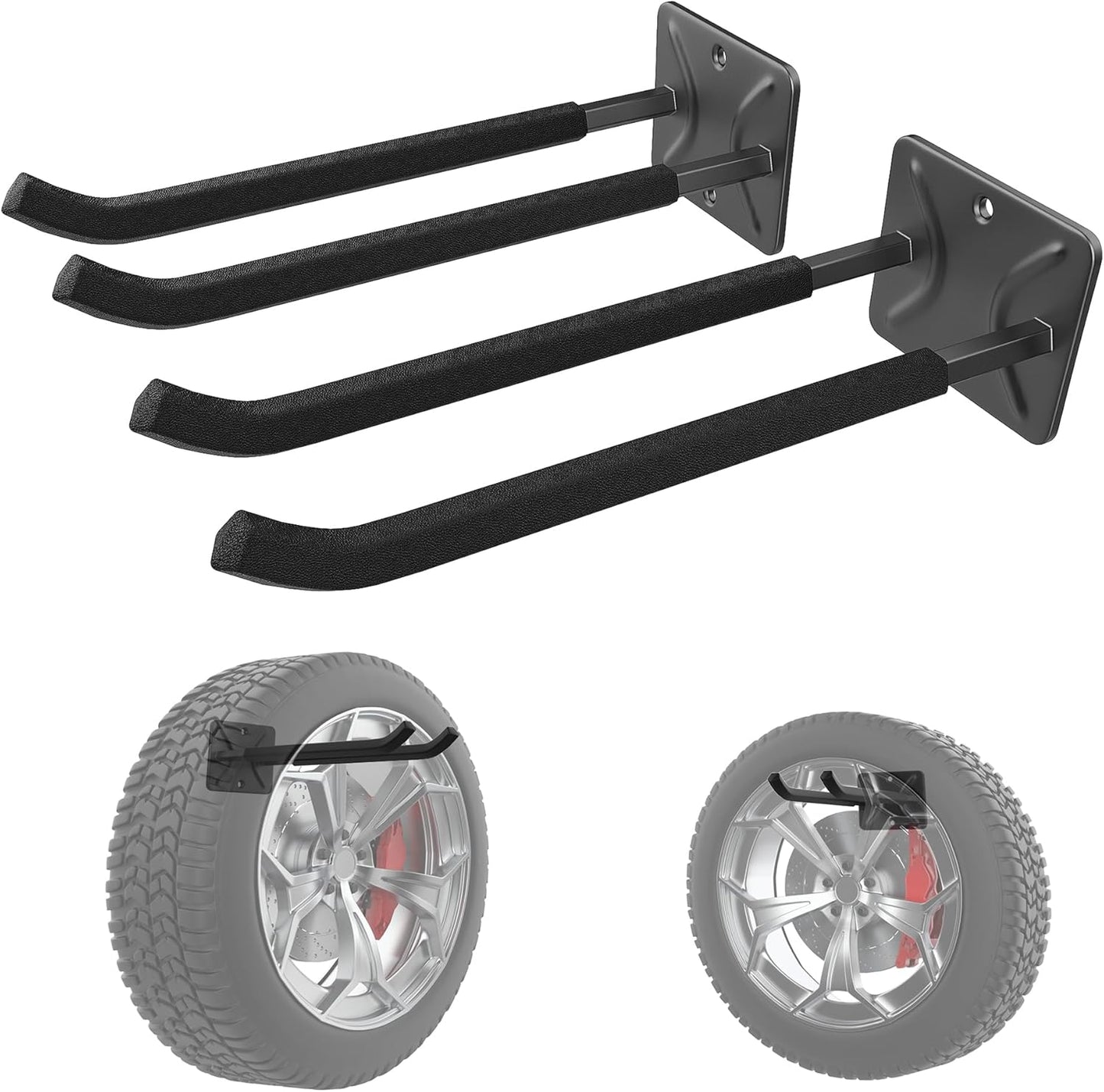 WALMANN Garage Hooks, Heavy Duty 12-inch Wall Hooks for Hanging, Tool Hangers for Car Tires, Ladders, Folding Chairs, Strollers, Garden Tools (Pack of 2)