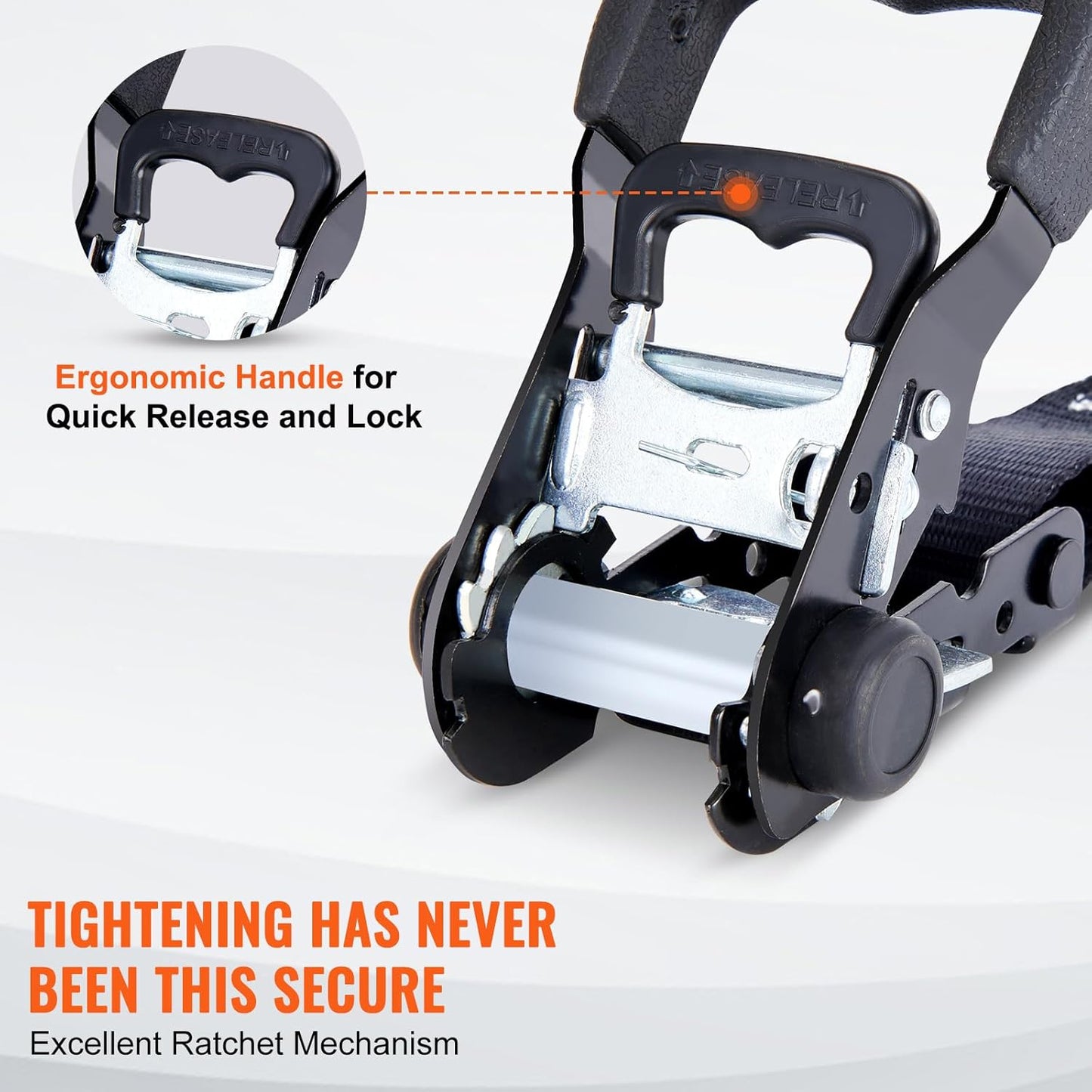 VEVOR Ratchet Tie Down Straps (4PK), 5208lbs Break Strength, 1.6" x 8' Heavy Duty Ratchet Tie Down Strap Set with Padded Handles, Coated S Hook, Soft Loop for Moving Appliances Motorcycle ATV Truck