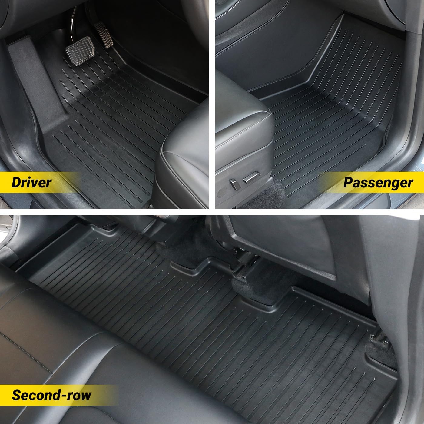 Floor Mat for New Model Y Juniper 2025 2026 9PCS Floor Mats with Second Row Seat Back Mats for Tesla Model Y All Weather TPE Model Y Floor Mats Accessories-(Only for Model Y Juniper)