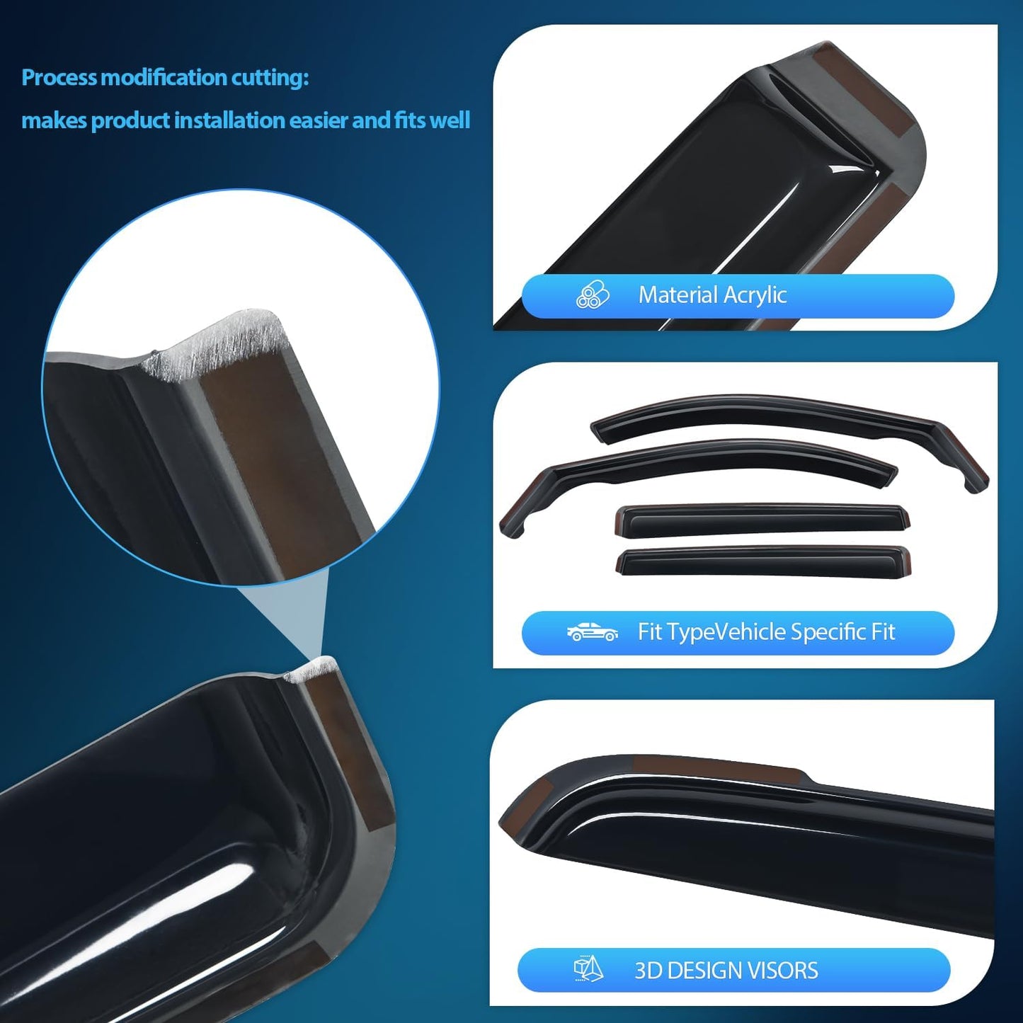 Nilight Durable in Channel Rain Guards for Honda CRV 2017 2018 2019 2020 2021 2022 Window Deflectors, Vent Window Visors-4pcs