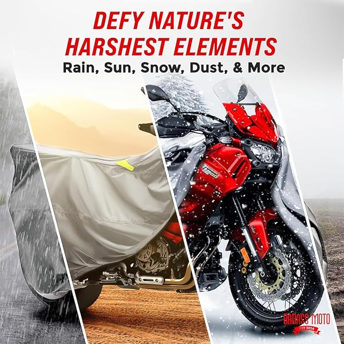 Badass Moto Ultimate Large Adventure Motorcycle Cover Waterproof Outdoor Adjusts to Top Case Motorcycle Sun Cover For Honda Africa, V-Strom 1050 ADV, Fits BMW R 1250 GS, KTM 1290 Super, HD Pan America
