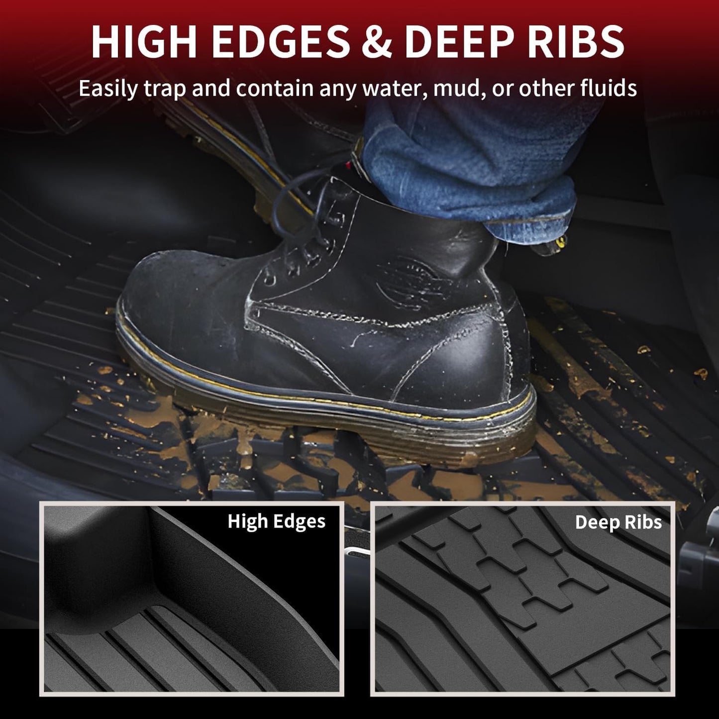 LASFIT Floor Mats Fit for Lincoln Nautilus 2019-2023/ for Lincoln MKX 2018 2017 2016 All Weather Floor Mats Custom Fit Floor Liner TPE Car Mats,1st and 2nd Row,Black