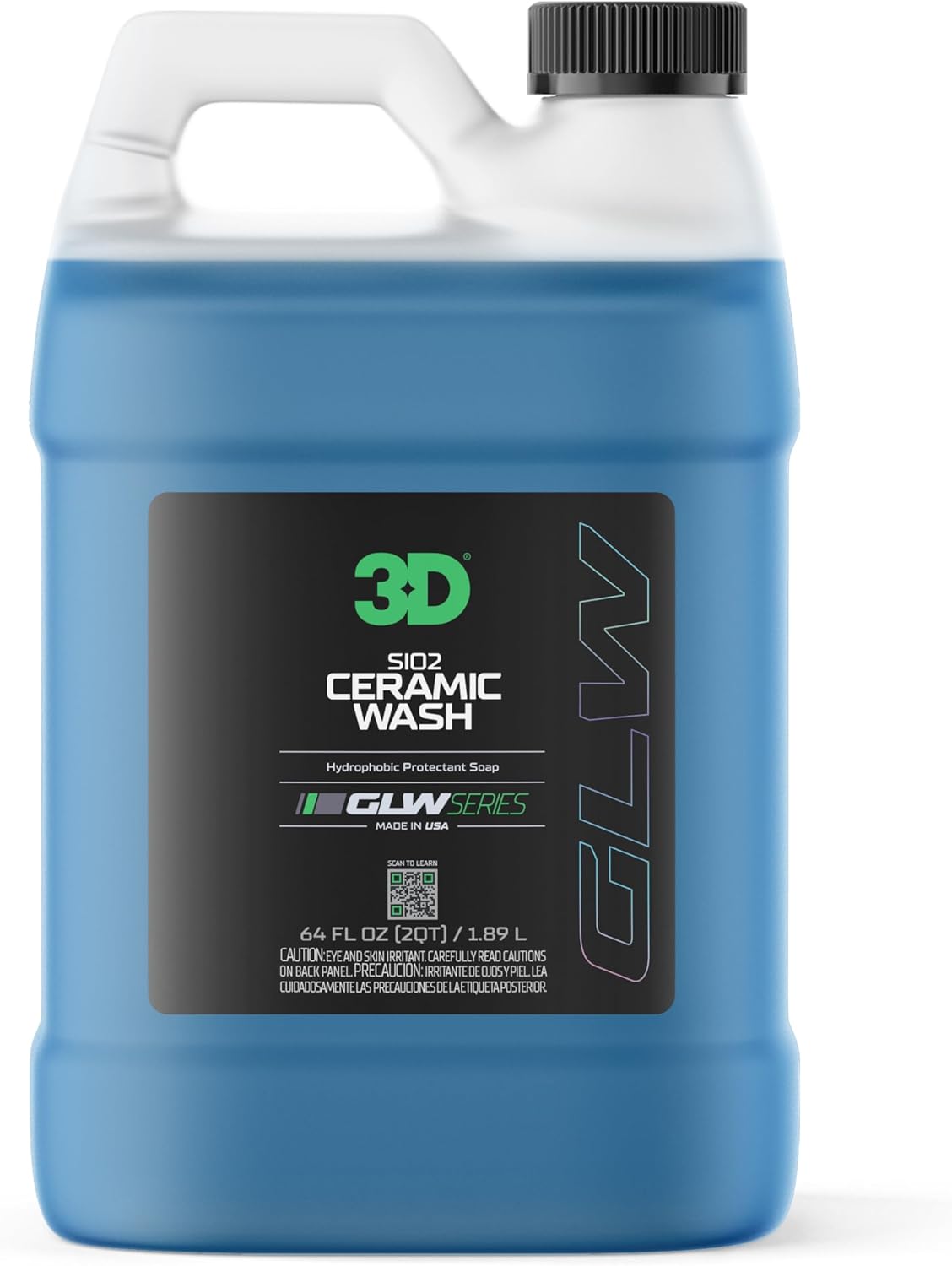 3D SiO2 Ceramic Wash & Wax Soap GLW Series – pH Neutral Car Shampoo with Hydrophobic Protection & Deep Gloss | SiO2 Coating | Scratch-Free Detailing |1 Gallon/64 oz
