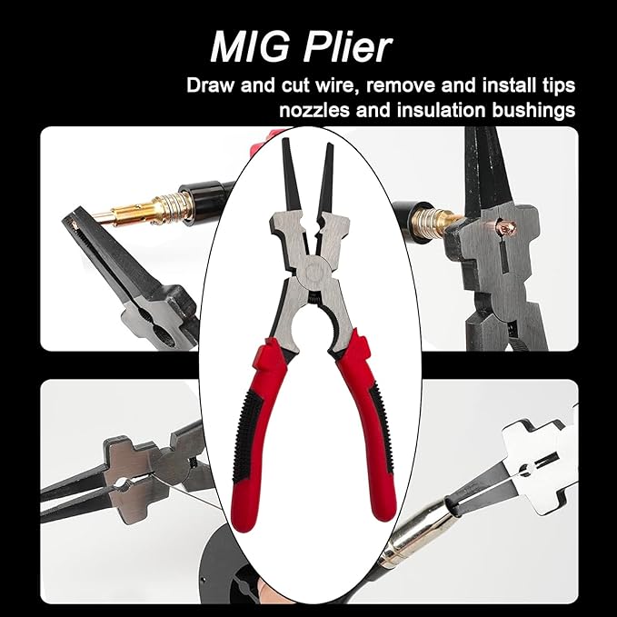 Welding Accessories,6pc,Chipping Hammer 10.5",Leather Welding Gloves 13.5",6-in-1 Welpers Pliers 8",Wire Brush 11",Welding Magnet 50LB