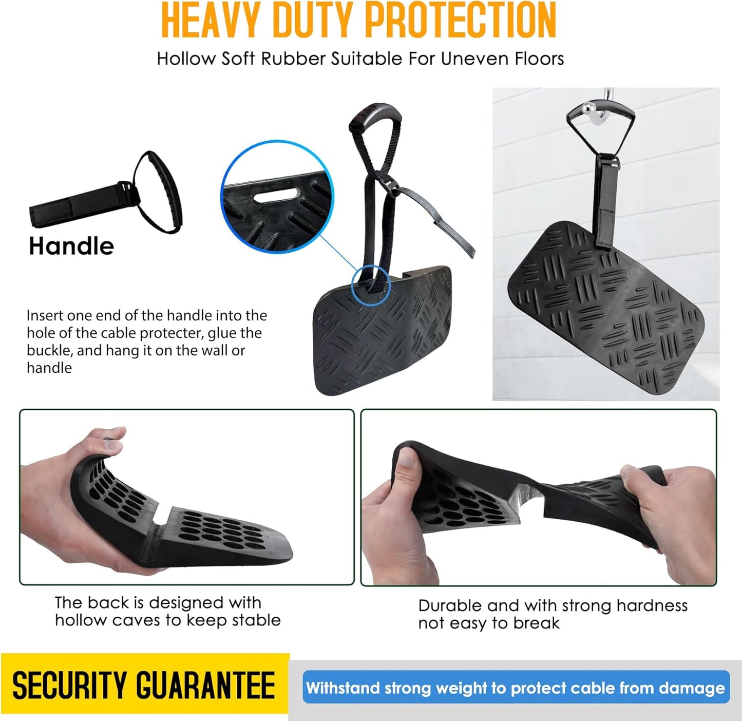 Ev Charger Cable Protector with Handle For Garage Door,Gap Minimizing Design Heavy Duty Soft Rubber Ev Charger Cord Protector Compatible for Tesla(Model 3/Y/X/S), J1772 Chargers,Prevents Damage