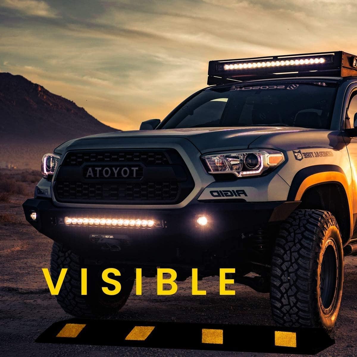 Zento Deals Rubber Parking Curb Garage Car Stopper - Parking Wheel Stopper Block 72” Wide Easy to Install, Black/Yellow Reflective Parking Block; for Car, Truck, Trailer and RV (Black and Yellow-2)