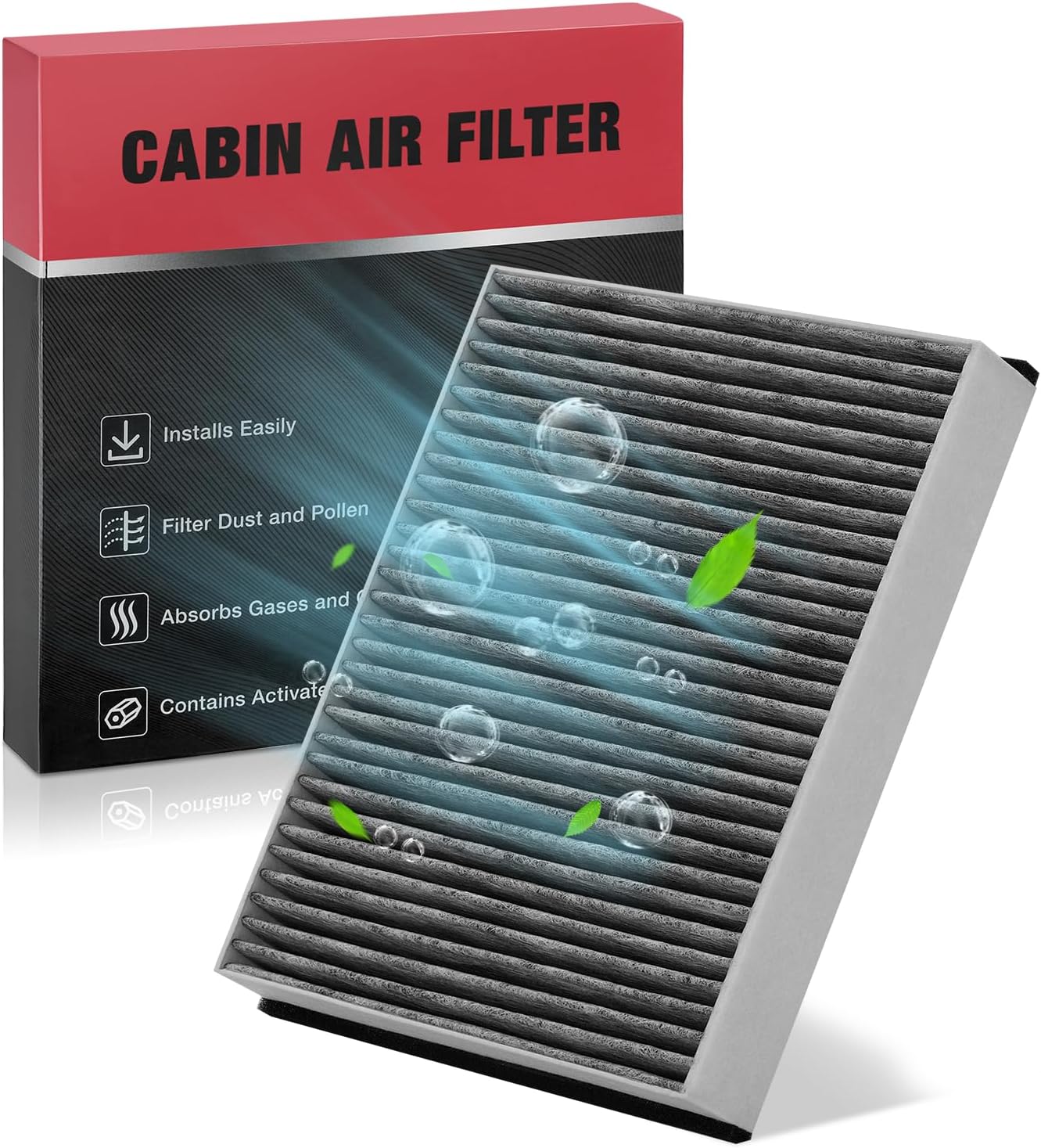 BDFHYK Cabin Air Filter with Activated Carbon Compatible with Ford GT 2017-2022, Transit Connect 2014-2022, Escape 2013-2019, C-Max 2013-2018, Focus 2012-2018, Compatible with Lincoln MKC 2015-2019