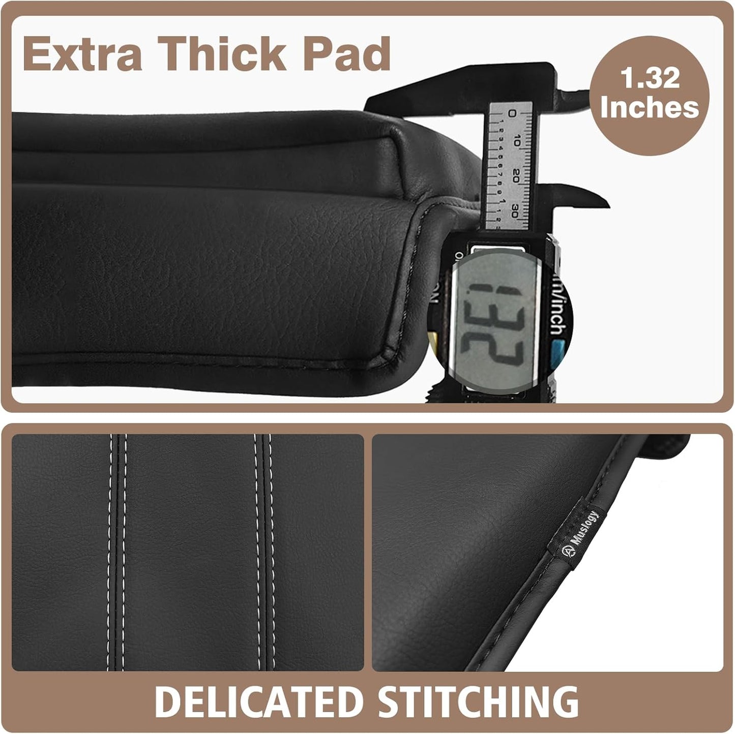 Muslogy Center Console Cover Extra Thick Armrest Pad Compatible with Honda Pilot 2023+, 2024-2026 Ridgeline/Passport Arm Rest Cushion Padding Anti-Scratch Middle Console Leather Armrest Lid Protector