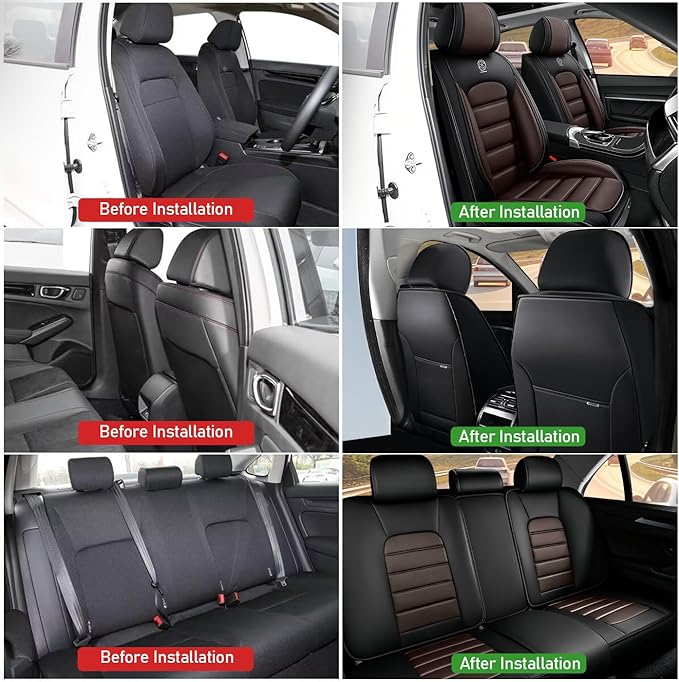 Car Seat Covers Fit for Toyota Highlander 2000-2025 | 7 Seat Car Seat Cover | No-Slip Waterproof Breathable Faux Leather Automotive Seat Covers Auto Interior Covers Coffee Brown,Full Set
