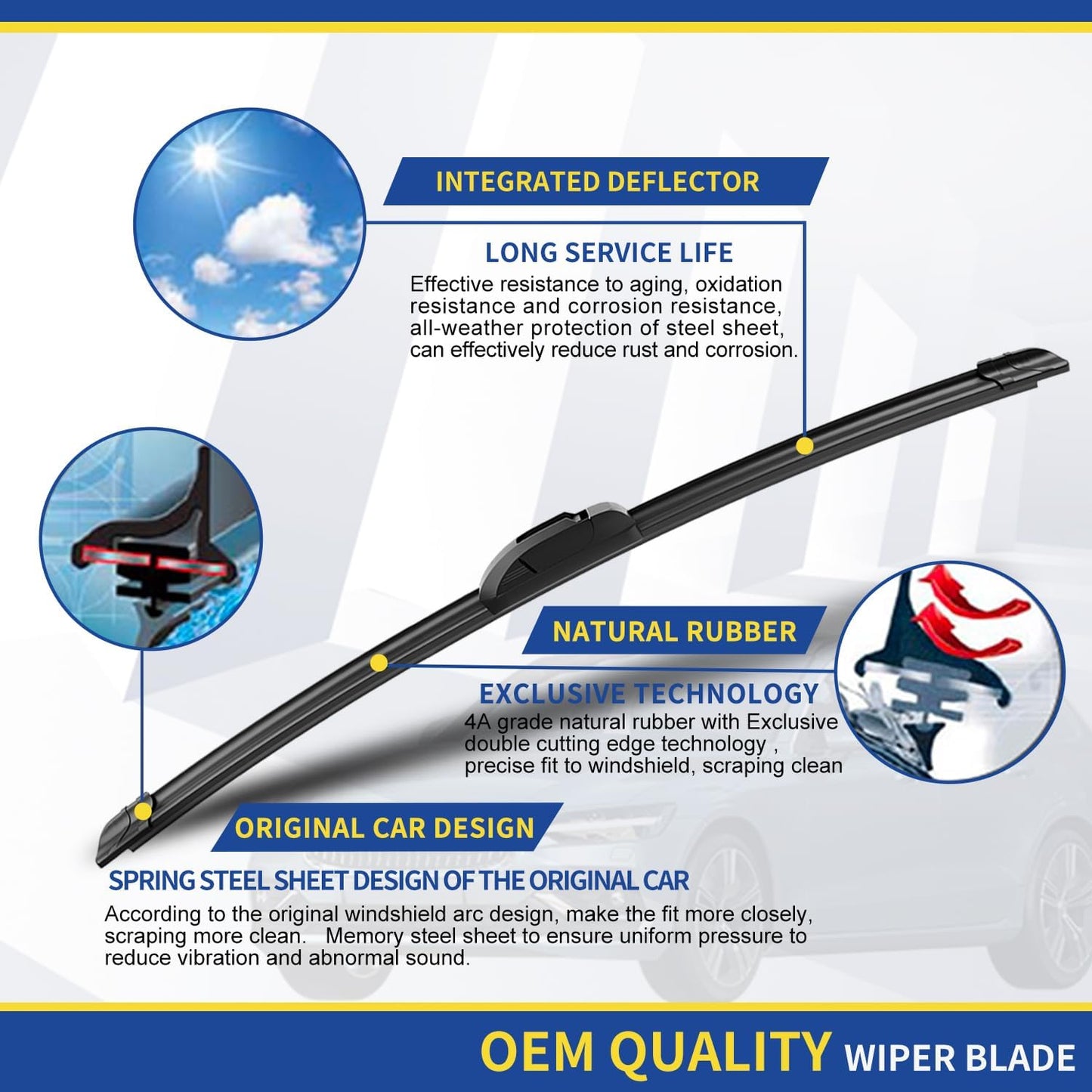 3 wipers Replacement for 2018 2019 2020 2021 2022 2023 Hyundai Kona 2019-2023 Hyundai Kona Electric Windshield Wiper Blades Original Equipment Replacement - 26"+16"+11" (Set of 3) J HOOK