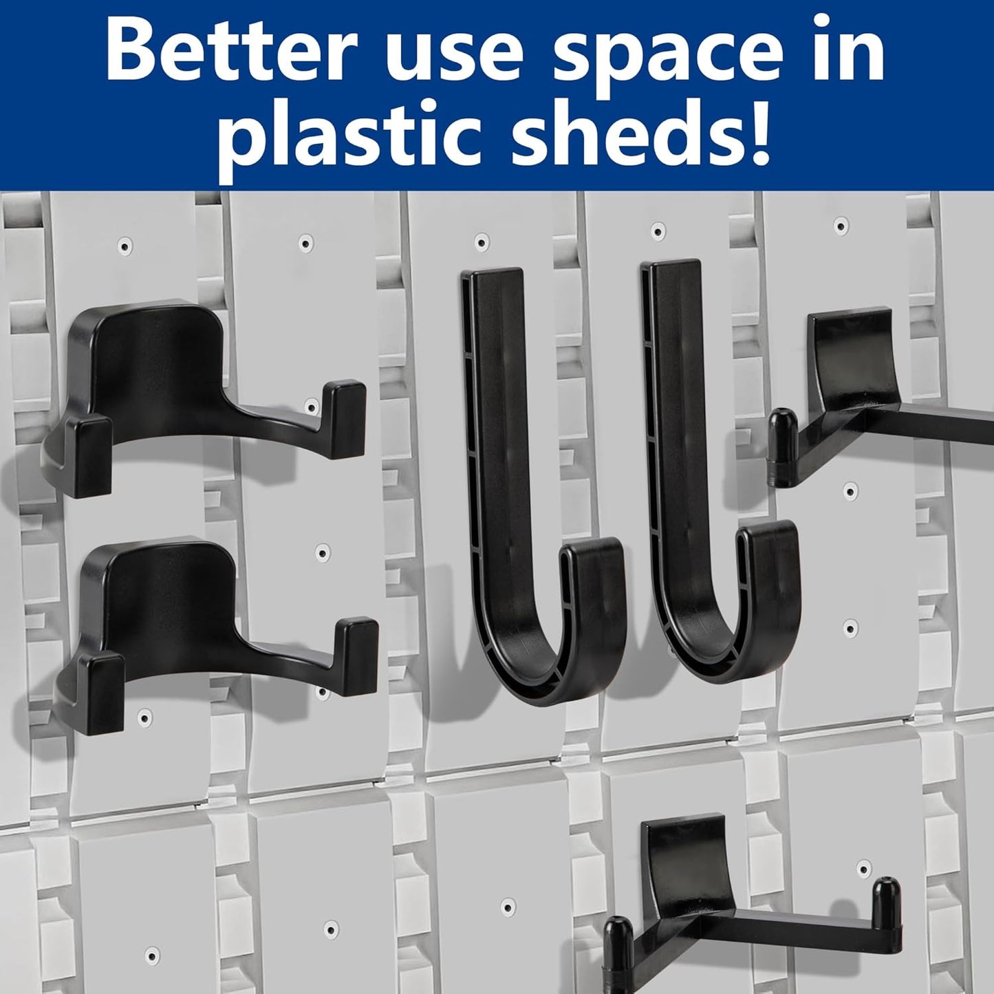 6 Pcs ABS Storage Shed Tool Hooks,Shed Tool Hangers Include J-Shape,U-Shape and V-Shape,Storage Shed Shelves Accessories for Organizing Tool, Ladders, Bulk Items