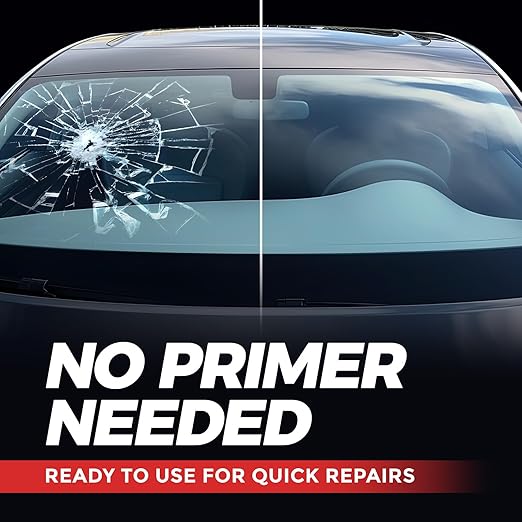 Windshield Urethane Adhesive - Quick Curing & Weather Resistant and Professional Strength Auto Glass Glue for Vertical & Overhead Application, Windshield Repair Kit with Gloves,10.5Oz Black (1-Pack)