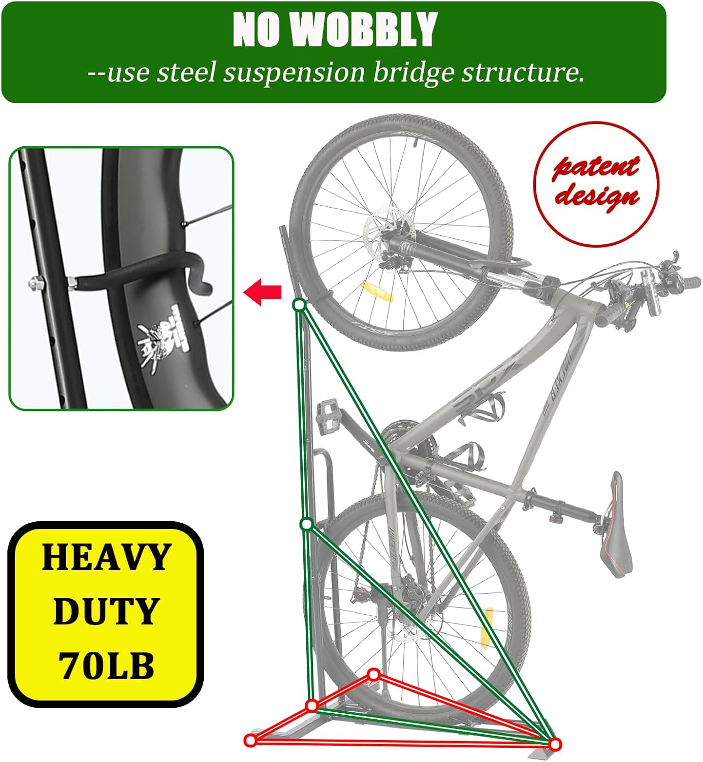 Bike Stand,Vertical Bike Rack For Indoor Bike Storage,Upright Bicycle Stand Floor. (StyleA-2pack)