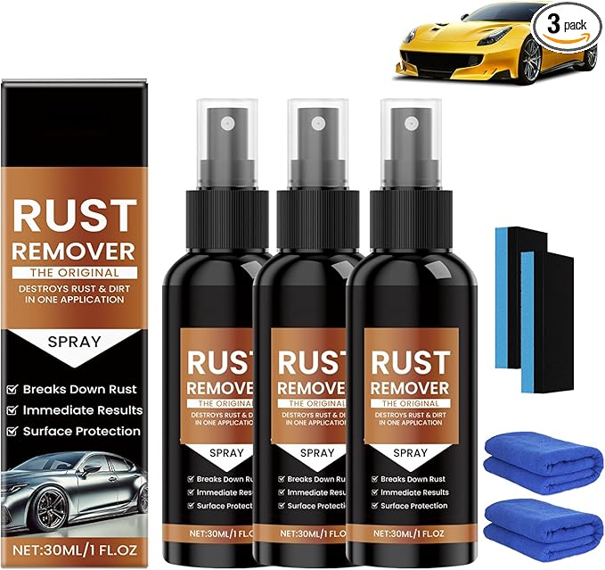 Nexa Rust Remover Spray, 2025 Upgrade Rust Remover for Metal, Multipurpose Rust Stain Remover,for Heavy Duty Rust Dissolver for Metal, Tools, Cars, Chains（30ML*3Pcs