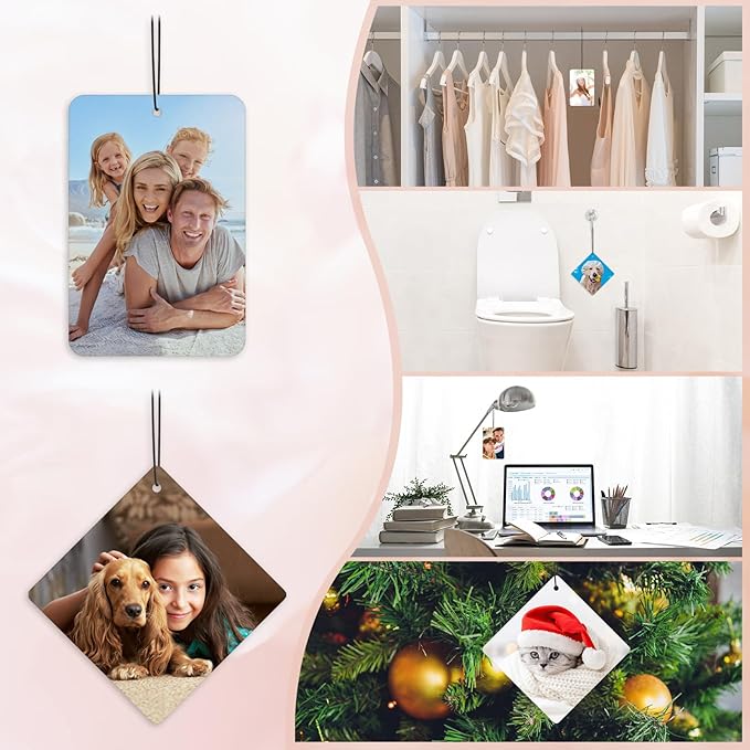 Custom Car Air Freshener with Picture Text - Personalized Car Air Freshener with Multiple Fragrances for Valentine's Day Birthday Gift Hanging Ornaments