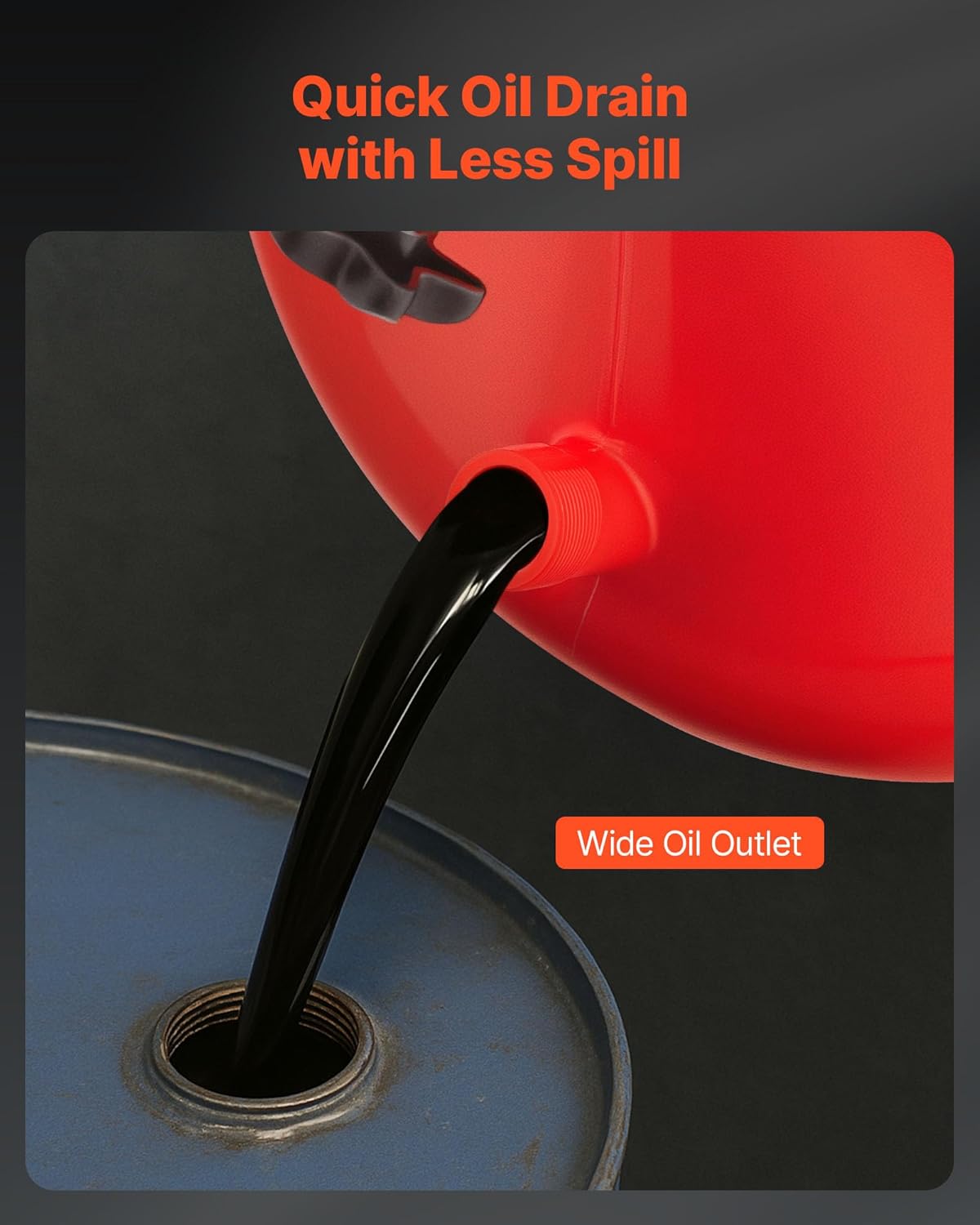 VEVOR 8 Gallon Waste Oil Drain Tank, Industrial Fluid Drain Tank with Adjustable Funnel Height, Portable Oil Drainer with Wheels, Fluid Fuel Transfer Drainage for Auto Repair Shops, Garages, Red