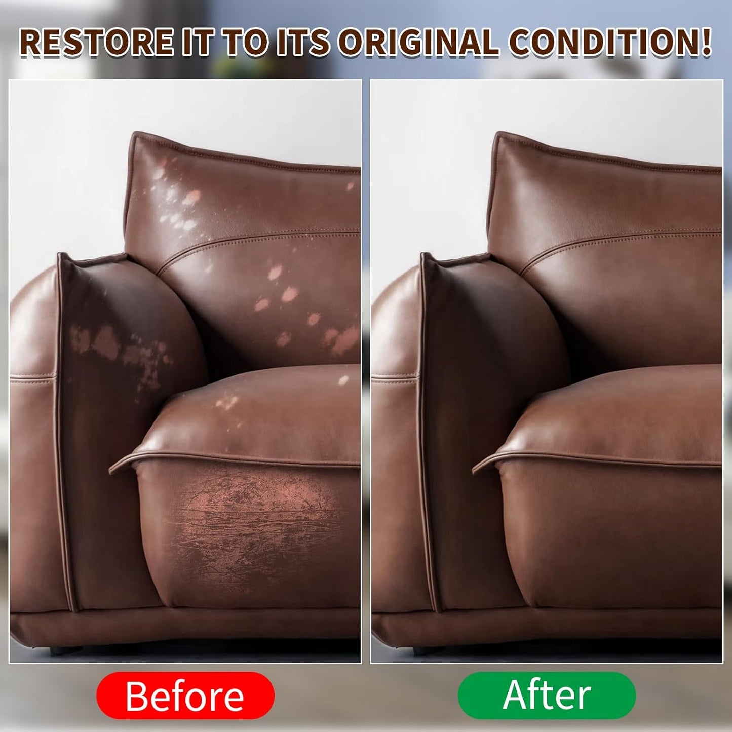 Medium Brown Leather Recoloring Balm,Leather Couch Scratch/Stain Remover,Leather Repair kit for Vinyl Furniture and Car Interior,Leather Dye Paint for Scratched and Faded Leather Couches