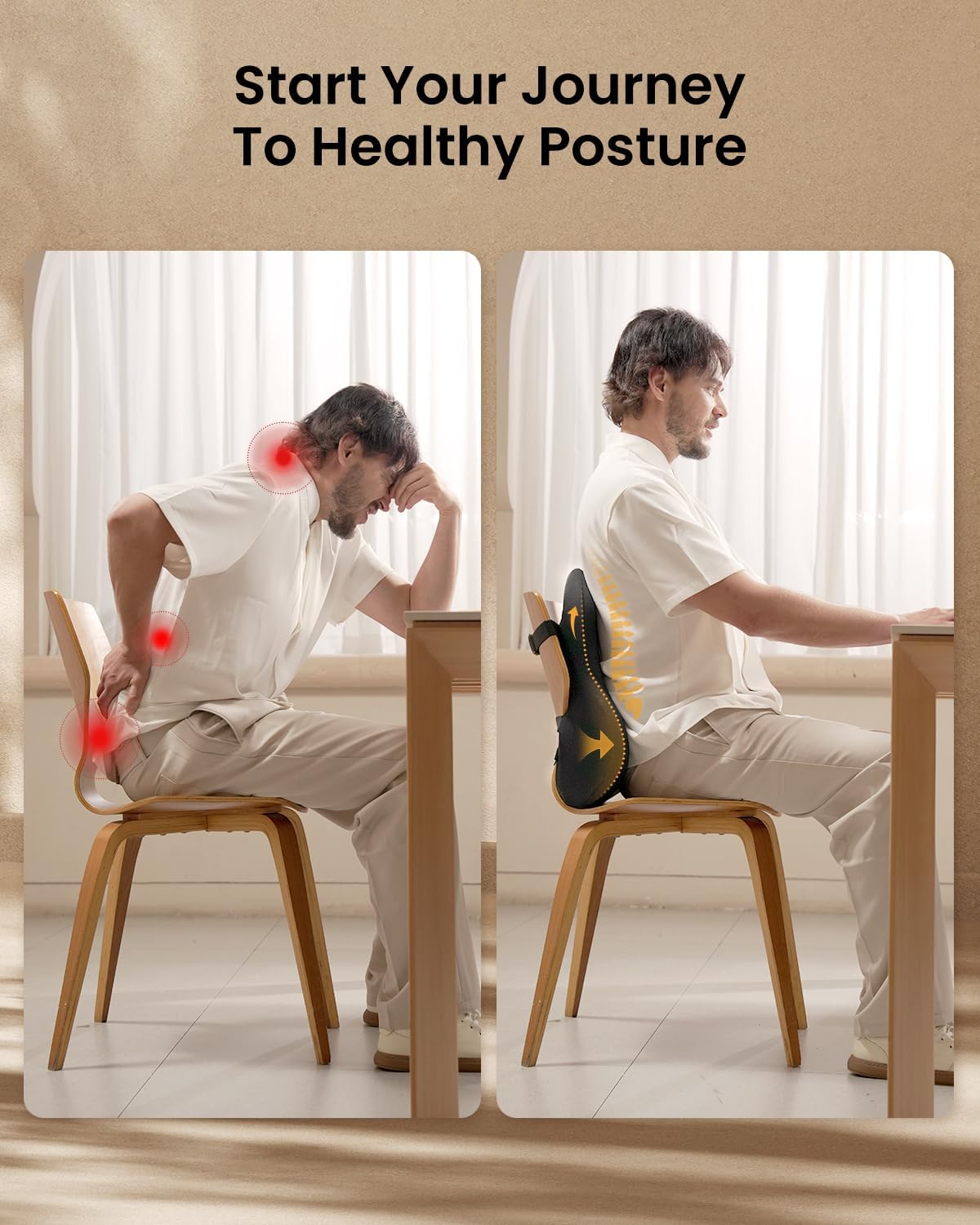 ProtoArc Lumbar Support Pillow for Office Chair, Memory Foam Back Support Pillow for Lower Back, Lumbar Cushion Desk Chair Back Cushion, Ergonomic Back Rest for Chair, Car, Home - Black