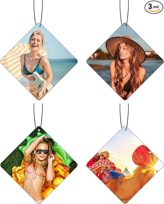 Custom Air Freshener for Car with Photo/Text and 11 Scents Personalized Car Air Freshenr Valentine's Day Birthday Gift (4pieces)