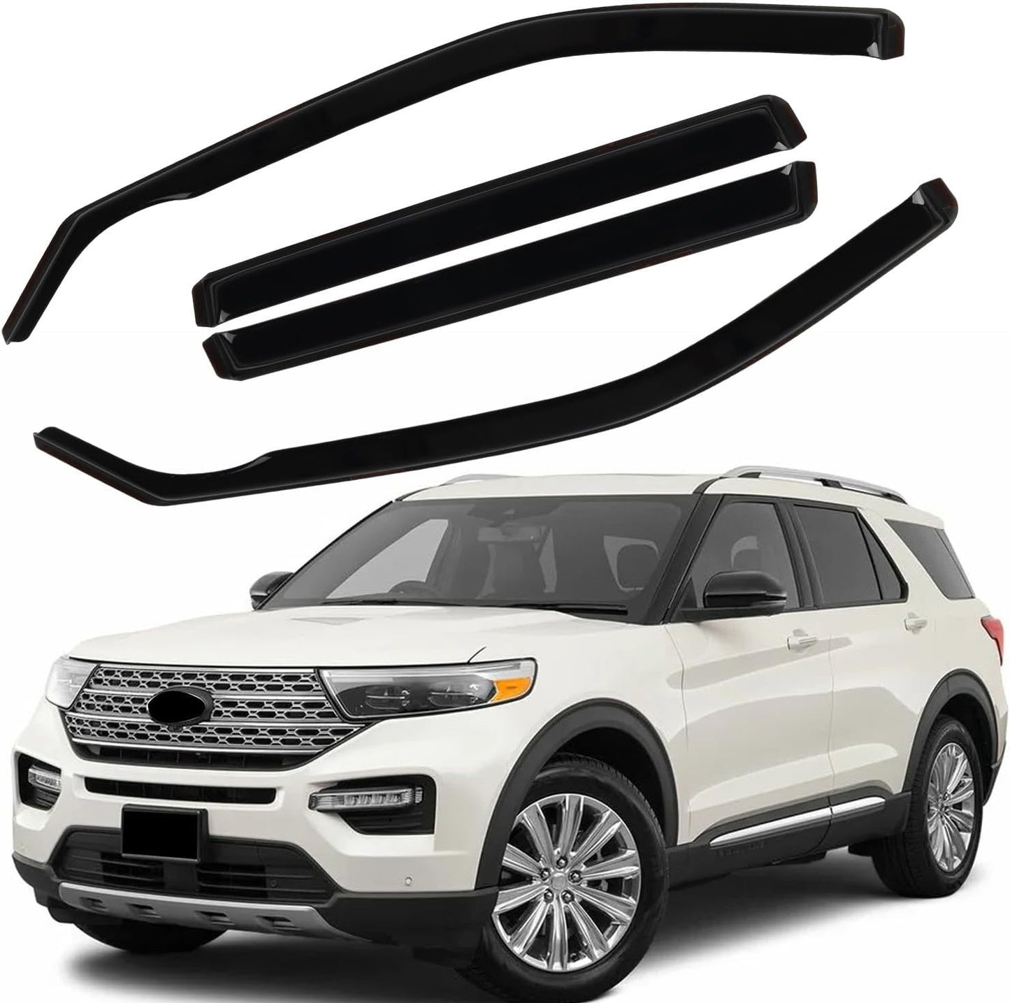 in Channel Window Visors for Ford Explorer 2020 2021 2022 2023 2024 2025, Durable Rain Guards, Vent Window Visors Shades, Wind Deflectors for 20-25 Explorer, 4PCS