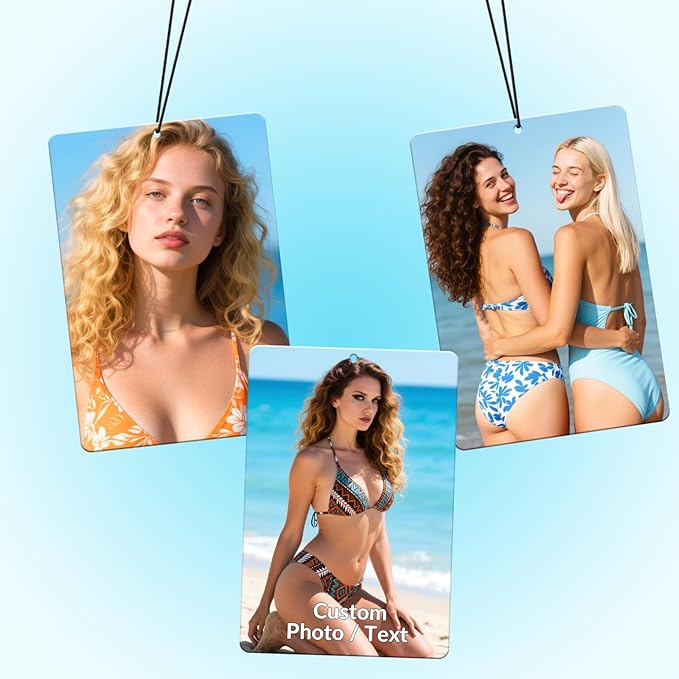 Custom Air Fresheners with Picture - Personalized Double Sided Photo Air Freshener, Customized Air Freshener for Car Wardrobe Bathroom Hanging Ornaments (A1-Rectangle)