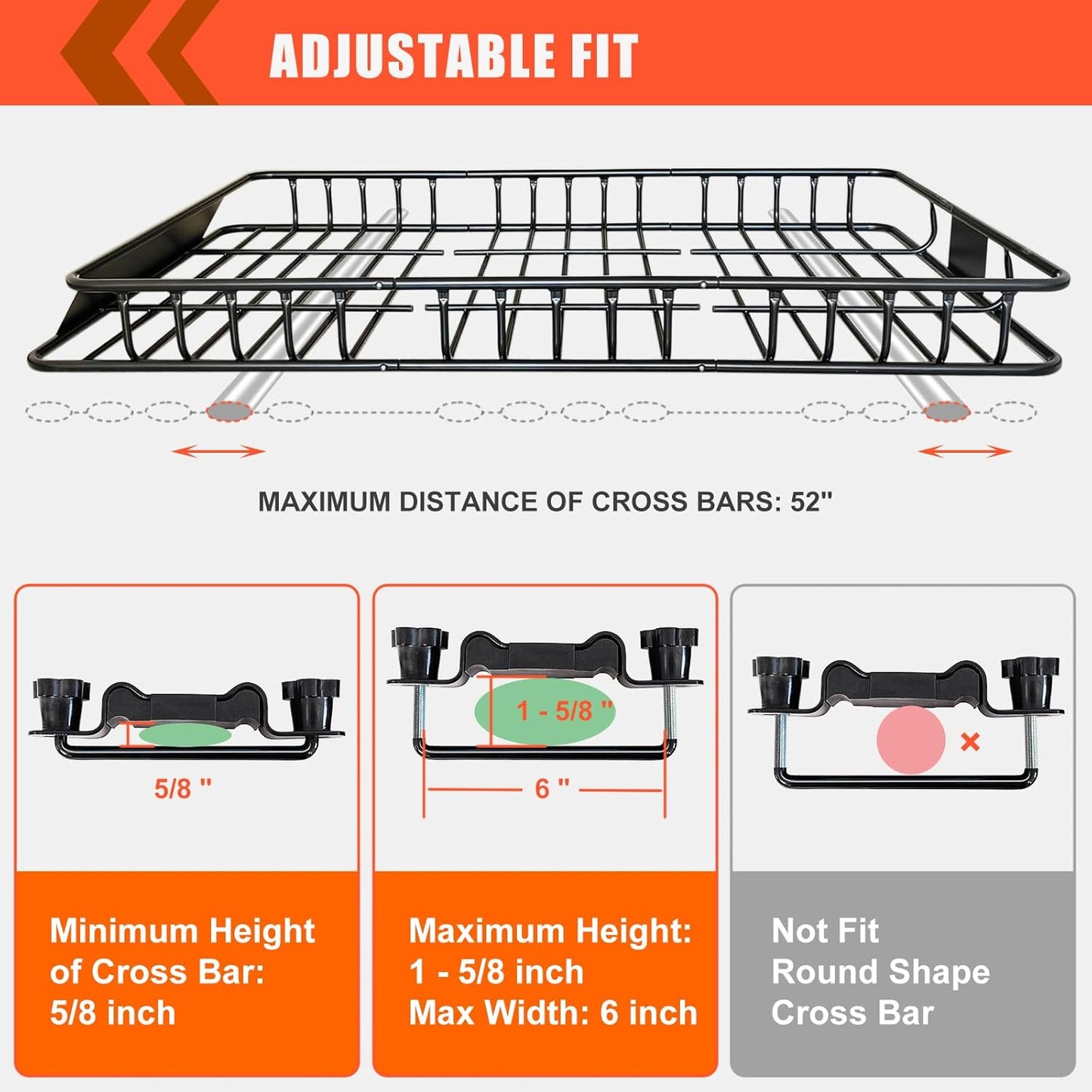 MeeFar Roof Rack Carrier Basket Universal Rooftop 65" X 39" X 6" Large Size Roof Rack + Waterproof Bag 20 Cubic Feet (51" 40" 17"), and Cargo Net with Attachment Hooks, Ratchet Straps