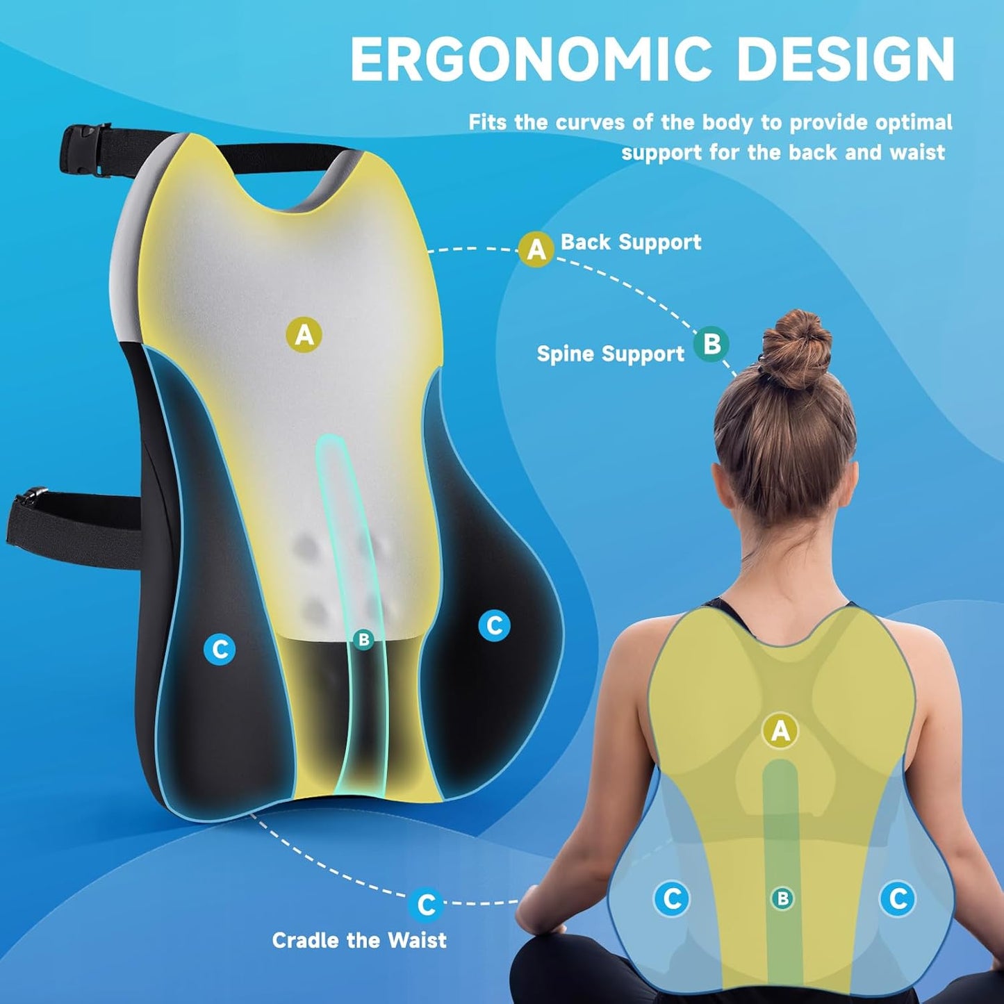 Lumbar Support Pillow for Office Chair Car, Gaming Chair Lower Back Pain Relief Memory Foam Cushion with 3D Soft Cover Enhance Your Driving Comfort Ergonomic Orthopedic Car Back Rest